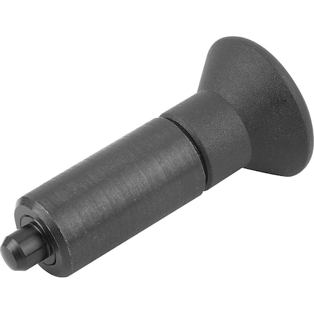Kipp Indexing Plunger Wo. Groove Size:0, Form:L, Steel Hardened, Comp:Thermoplastic Comp:Black Ral7021 K0346.1004